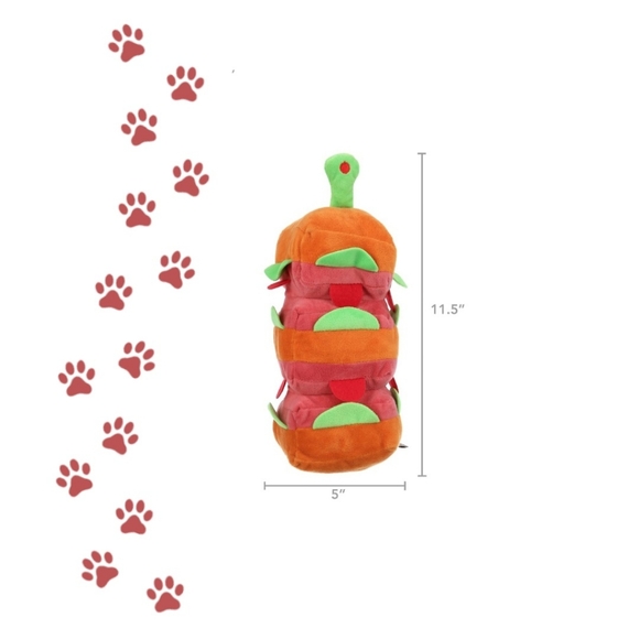 Mario Lopez Plush Dog Toy, Multi Stacked Sandwich with a Built in Squeaker - Picture 3 of 3